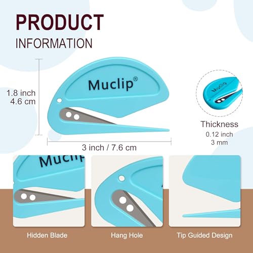 MUCLIP 4 Pack Letter Opener Envelope Slitter - Ergonomic ABS Grip, Hidden Stainless Steel Blade,Fast Opener for Envelope,Letter,Mail,Package,Ideal for Office,Home,Business (Boxed) - Image 2
