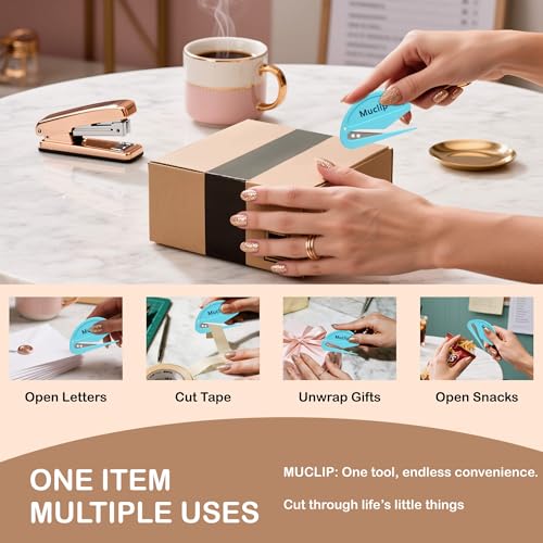MUCLIP 4 Pack Letter Opener Envelope Slitter - Ergonomic ABS Grip, Hidden Stainless Steel Blade,Fast Opener for Envelope,Letter,Mail,Package,Ideal for Office,Home,Business (Boxed) - Image 5