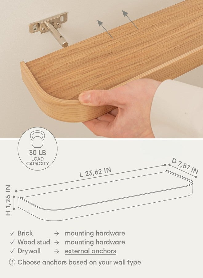 Kazai. Wall Shelf Set 'Toke' | 2 Hanging Shelves in Real Wood Veneer | Floating Wooden Shelf as Bookshelf, Wall Decoration and Shelf for Bathroom, Living Room, Kitchen, Bedroom | Oak - Image 2