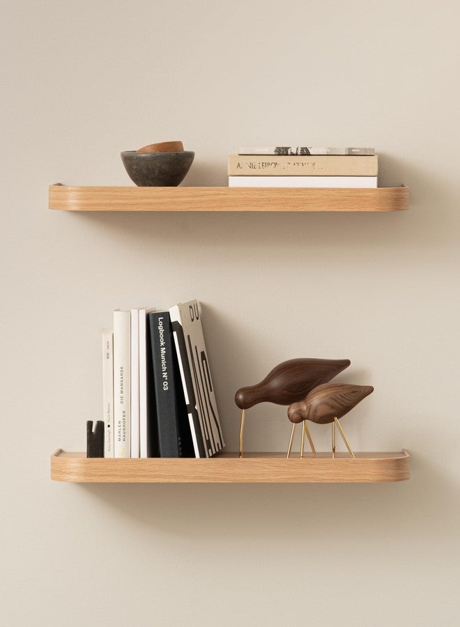 Kazai. Wall Shelf Set 'Toke' | 2 Hanging Shelves in Real Wood Veneer | Floating Wooden Shelf as Bookshelf, Wall Decoration and Shelf for Bathroom, Living Room, Kitchen, Bedroom | Oak - Image 1