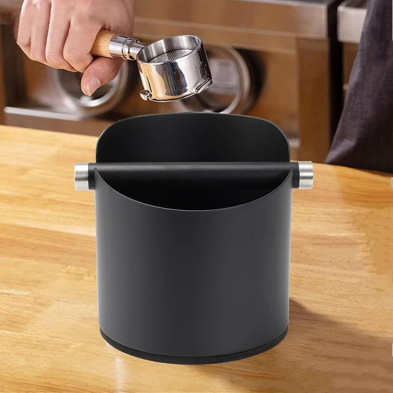 DIBTSA Large Size Coffee Knock Box, Espresso Knock Box Stainless Steel Espresso Machine Accessories with Removable Knock Bar and Non-Slip Base Coffee Grounds Container Bin (Black) - Image 5