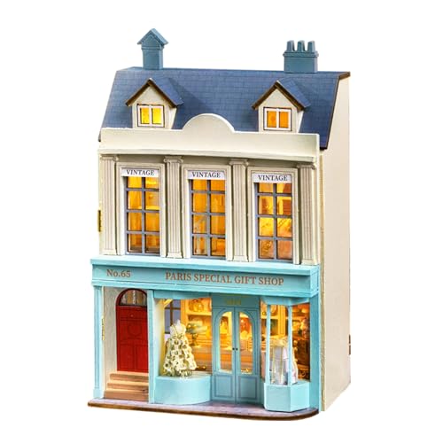 Spilay Dollhouse DIY Miniature Wooden Furniture KitMini Handmade Doll House with LED124 Scale Creative Woodcrafts Toys for Adult Friend Lover - Image 1