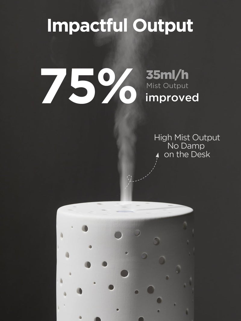 InnoGear Essential Oil Diffuser, 150ml Ceramic Ultrasonic Air Humidifier Cool Mist Aromatherapy Diffuser with 2 Mist Modes, Waterless Auto Off for Home Office, White - Image 3