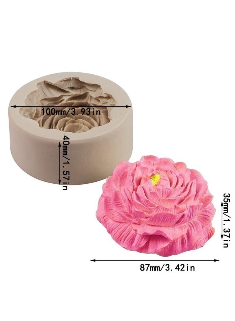 Bukela 3D Peony Flower Silicone Molds for Crafting Candles, Resin Pillars, Aromatherapy Gypsum Candles, Wax, Soap, and Flower Specimens - Image 2