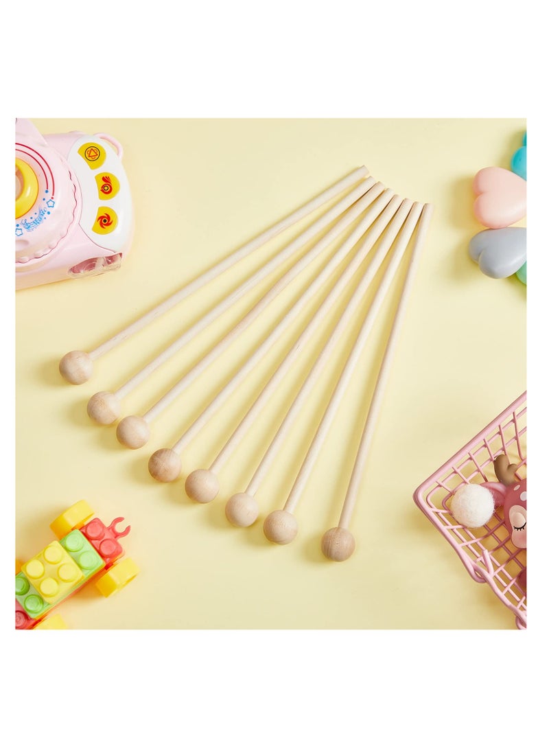 KASTWAVE 20 Pieces Wood Mallets Percussion Glockenspiel Xylophone Mallets 8.2 Inch Sticks Wood Small Musical Drumsticks Chime Round Head Hammer Wooden Drum and Percussion Mallets for Kids - Image 3