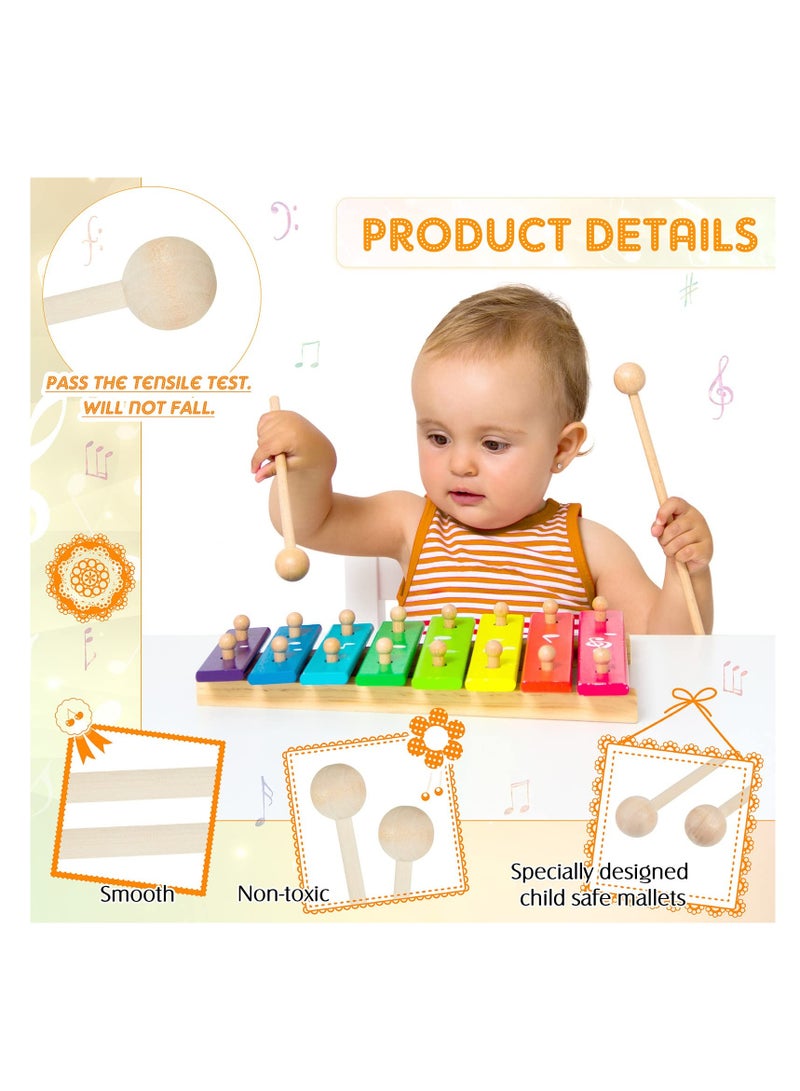 KASTWAVE 20 Pieces Wood Mallets Percussion Glockenspiel Xylophone Mallets 8.2 Inch Sticks Wood Small Musical Drumsticks Chime Round Head Hammer Wooden Drum and Percussion Mallets for Kids - Image 2