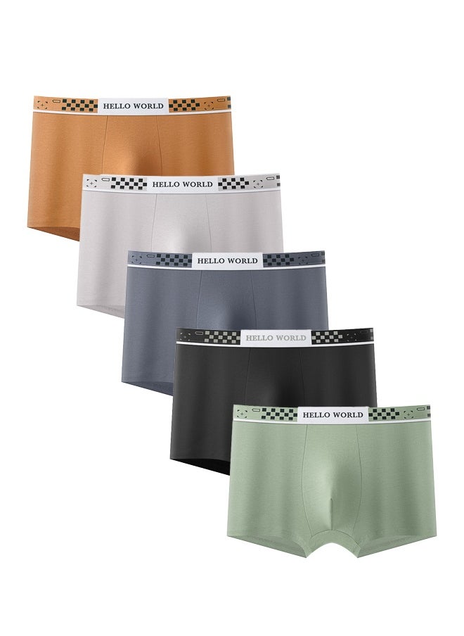 Zeemey - Zeemey 5 Pack Hello World Men's Sort Boxer Briefs & Trunks,Breathable Stretch Cotton Moisture-Wicking Underwear,Modern Fit Low Rise - Image 1