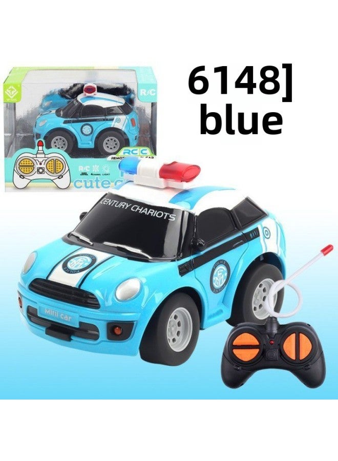 Ultra-Small Micro Drift Professional Charging Wireless Fall-Resistant Boy Children's Toy Mini Remote Control Car-Color:Police Car Blue [remote Control Distance 3- 4m ]-Proportion:Charger + Rechargeable Battery (chosen By 30% Of People)  - Image 1