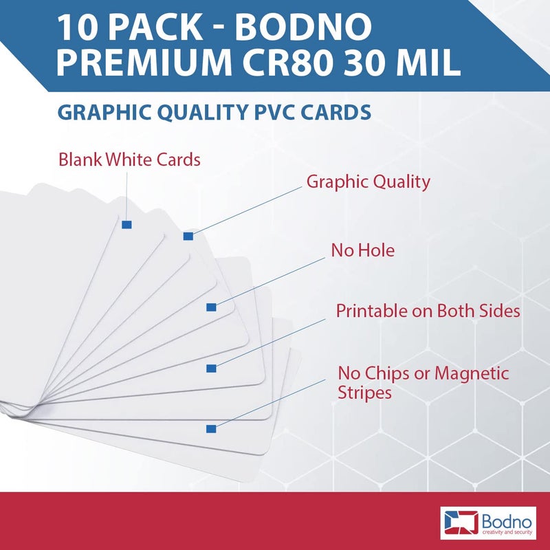 Bodno 100 Pack - Bodno Premium CR80 30 Mil Graphic Quality PVC Cards - Image 2