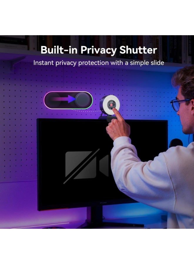 EMEET S600L 4K Webcam for Streaming with Ring Light, AI Imaging, and Dual Mics - Image 4