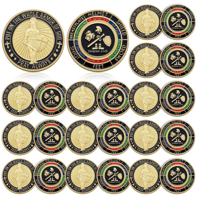 Nosiny 20 Pcs Armor of God Coins Metal Christian Challenge Coins for Religious Prayer Collector Christian Church School Party Commemorative GiftsClassic - Image 2