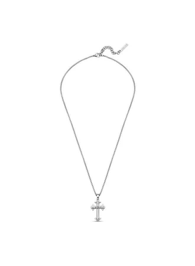 بوليس Spirit Silver Cross and Wing Logo Pendant Necklace For MenPEAGN0036401