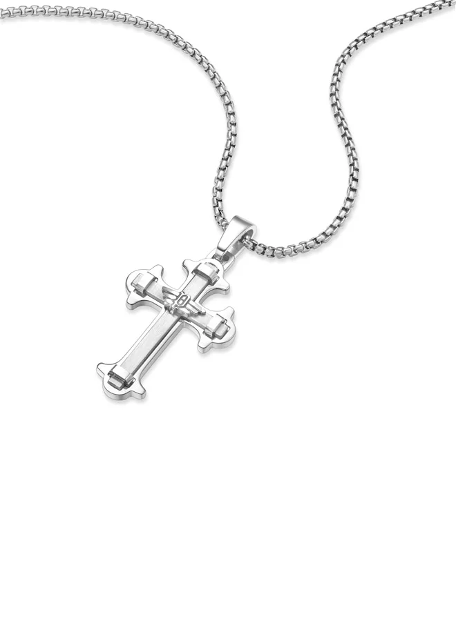 بوليس Spirit Silver Cross and Wing Logo Pendant Necklace For MenPEAGN0036401