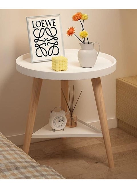 End Table,2-Tier Coffee Table,Round Sofa Side Table,Edge Heightening Design,Small Talk Table for Living Room Bedroom