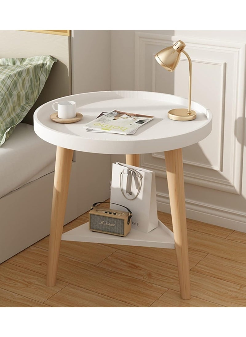End Table,2-Tier Coffee Table,Round Sofa Side Table,Edge Heightening Design,Small Talk Table for Living Room Bedroom