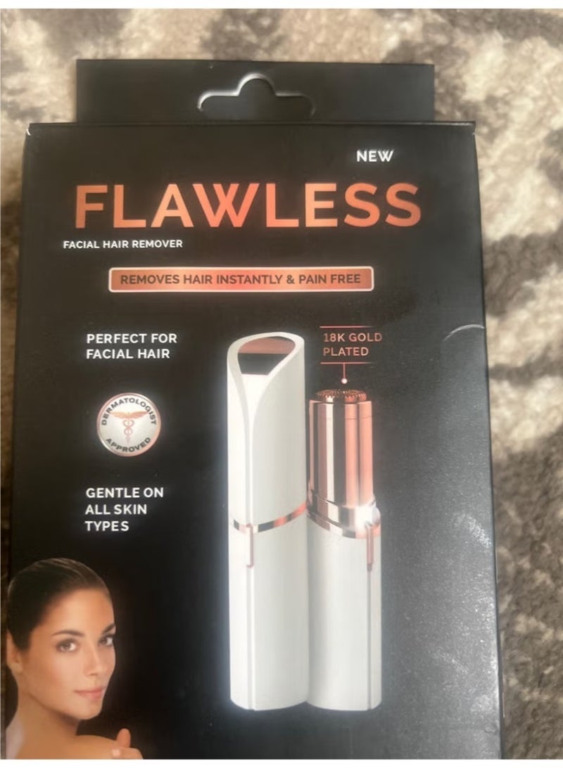 Flawless Electric Facial Hair Remover for Women Precision Painless Trimmer White/Gold - Image 3