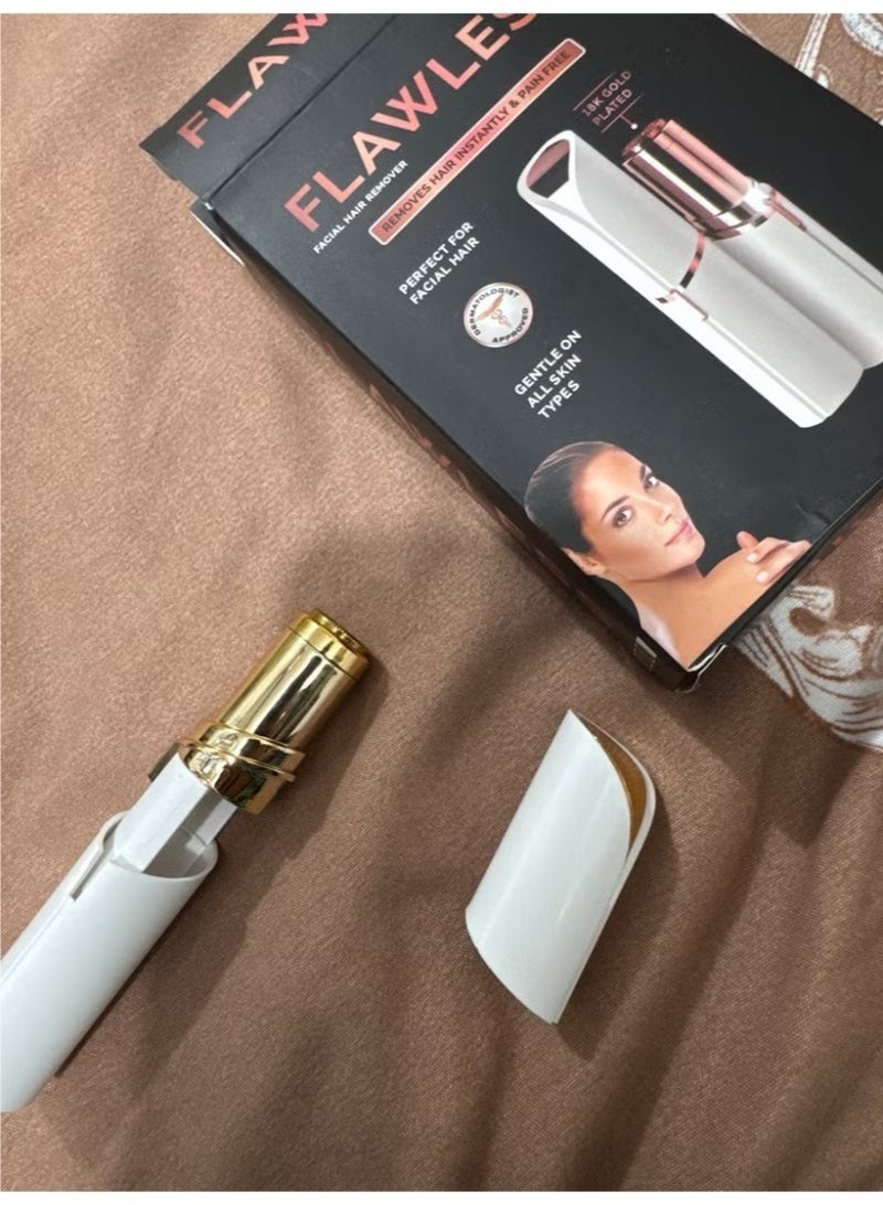 Flawless Electric Facial Hair Remover for Women Precision Painless Trimmer White/Gold - Image 5
