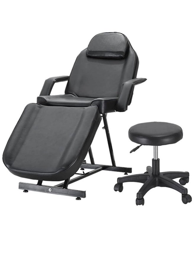 ماكس سترينث طاولة تدليك ثلاثية الأقسام، كرسي صالون قابل للتعديل، سرير للعناية بالوجه، وشم، مع مقعد من الجلد الصناعي، إطار فولاذي - Image 1