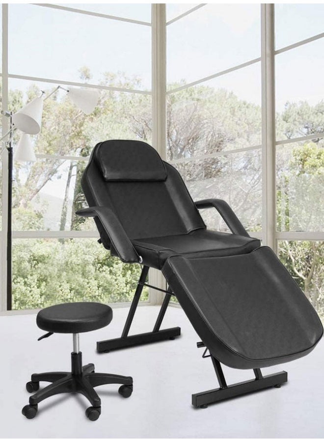 ماكس سترينث طاولة تدليك ثلاثية الأقسام، كرسي صالون قابل للتعديل، سرير للعناية بالوجه، وشم، مع مقعد من الجلد الصناعي، إطار فولاذي - Image 2