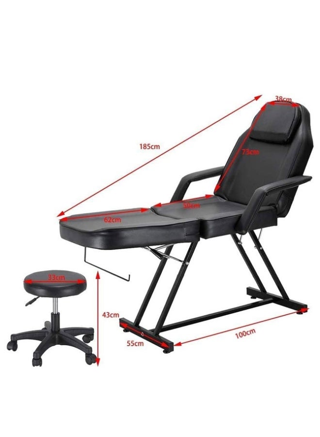 ماكس سترينث طاولة تدليك ثلاثية الأقسام، كرسي صالون قابل للتعديل، سرير للعناية بالوجه، وشم، مع مقعد من الجلد الصناعي، إطار فولاذي - Image 3