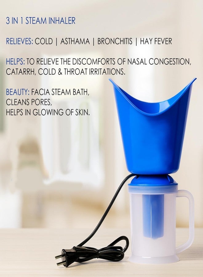 Wuze 3 In 1 Steamer For Cold, Cough and Nasal Congestion | Facial Steamer & Vaporizer | Steam Inhaler | Kids & Adult, Blue - Image 3