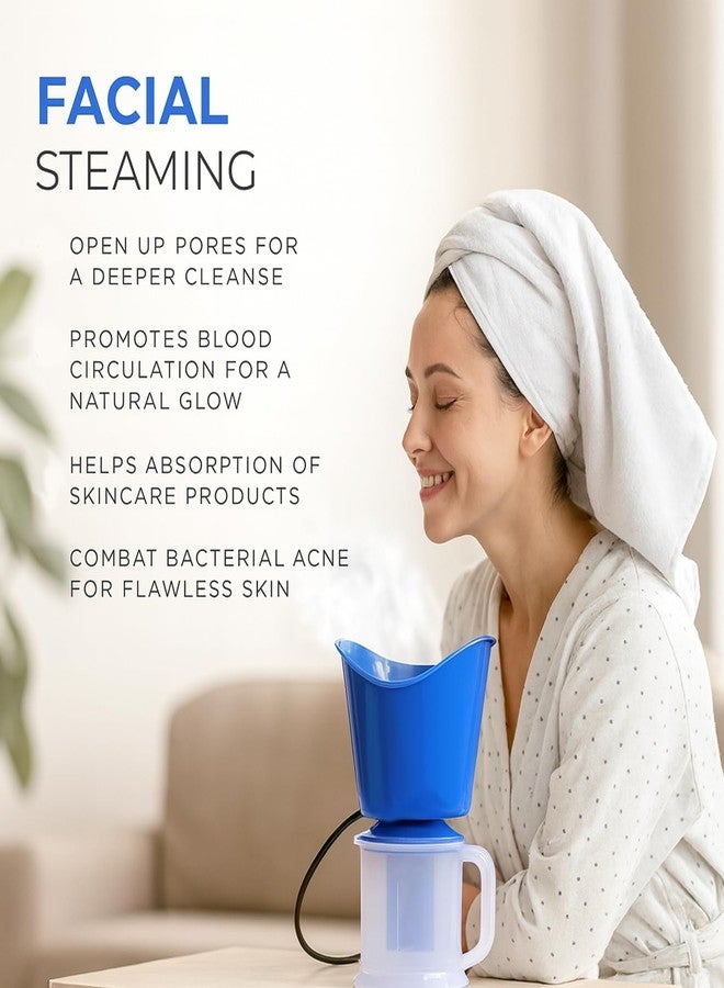 Wuze 3 In 1 Steamer For Cold, Cough and Nasal Congestion | Facial Steamer & Vaporizer | Steam Inhaler | Kids & Adult, Blue - Image 2