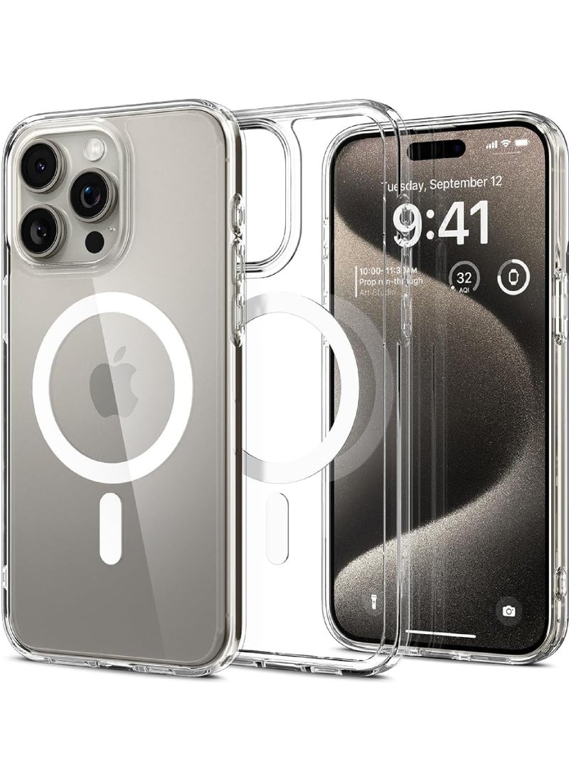 Rock Pow Magnetic Designed for iPhone 15 Pro Max Case 6.7 Inch Strong Magnets Non-Yellowing Grade Protection Compatible with MagSafe Protective Slim Cover Clear  - Image 1