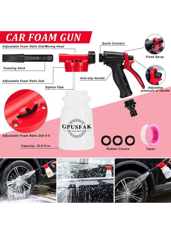 GPUSFAK 46Pcs Car Wash Cleaning Kit with Foam Gun Sprayer Detailing Brushes Car Vacuum Collapsible Bucket Windshield Cleaning Tool Tire Brush Towels Complete Interior Exterior Detailing Set for Car - Image 4