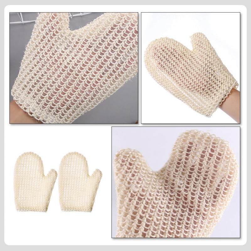 Natural Sisal Exfoliating Shower Gloves 2 Pack Body Scrub Back Cleansing Bath Supplies 20x16cm - Image 4