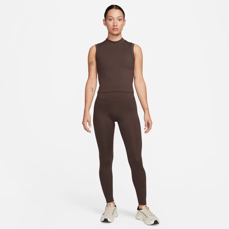 Nike Brown Women's One Fitted Dri-FIT Mock-Neck Cropped Tank Top for Women | Best Price UAE