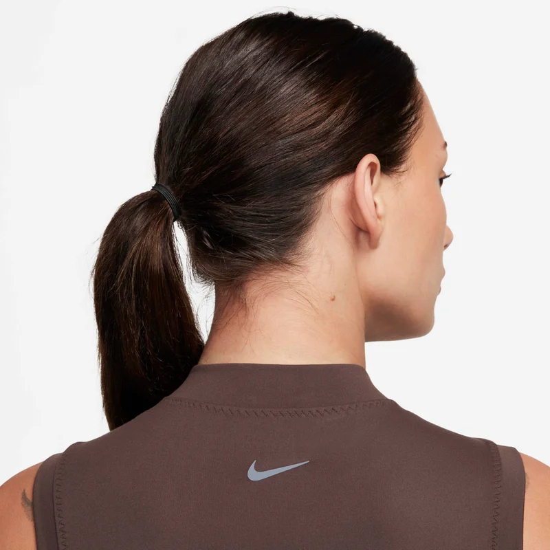 Nike Brown Women's One Fitted Dri-FIT Mock-Neck Cropped Tank Top for Women | Best Price UAE
