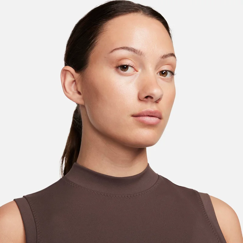 Nike Brown Women's One Fitted Dri-FIT Mock-Neck Cropped Tank Top for Women | Best Price UAE