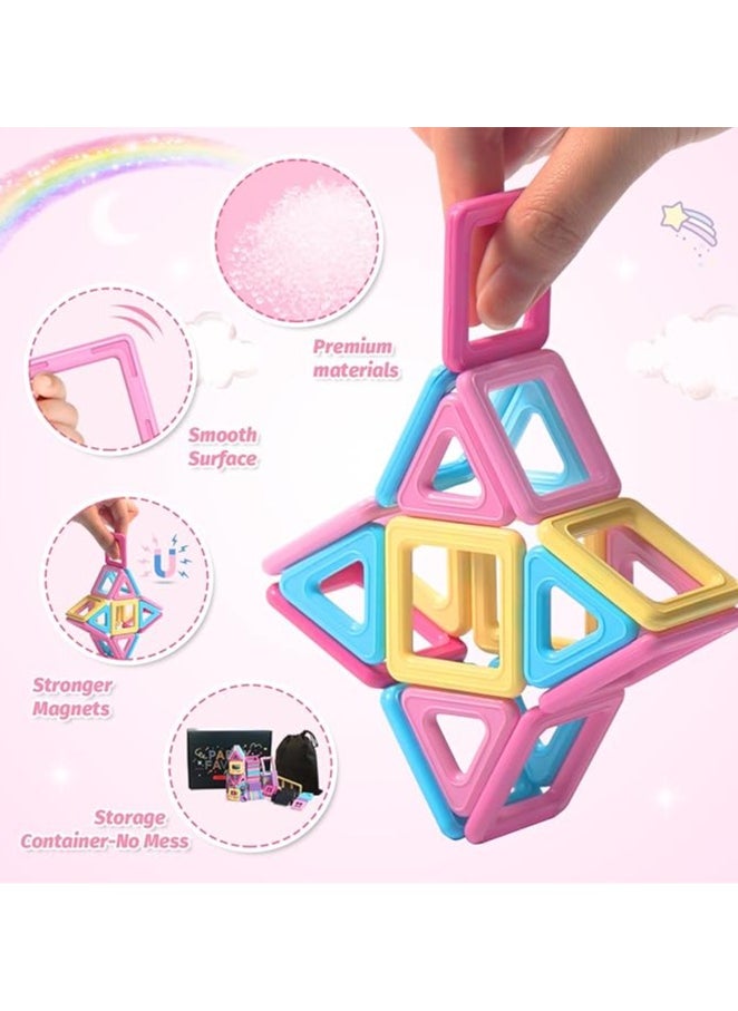 YelaJoy 117PCS Magnetic Tiles Toys, Castle Magnetic Building Blocks Toys for 3 Year Old Girl Gifts, Montessori Toddler Gifts for 3 4 5 6 7 Year, Construction Magnet Toys for Kids Ages 4-8  - Image 4