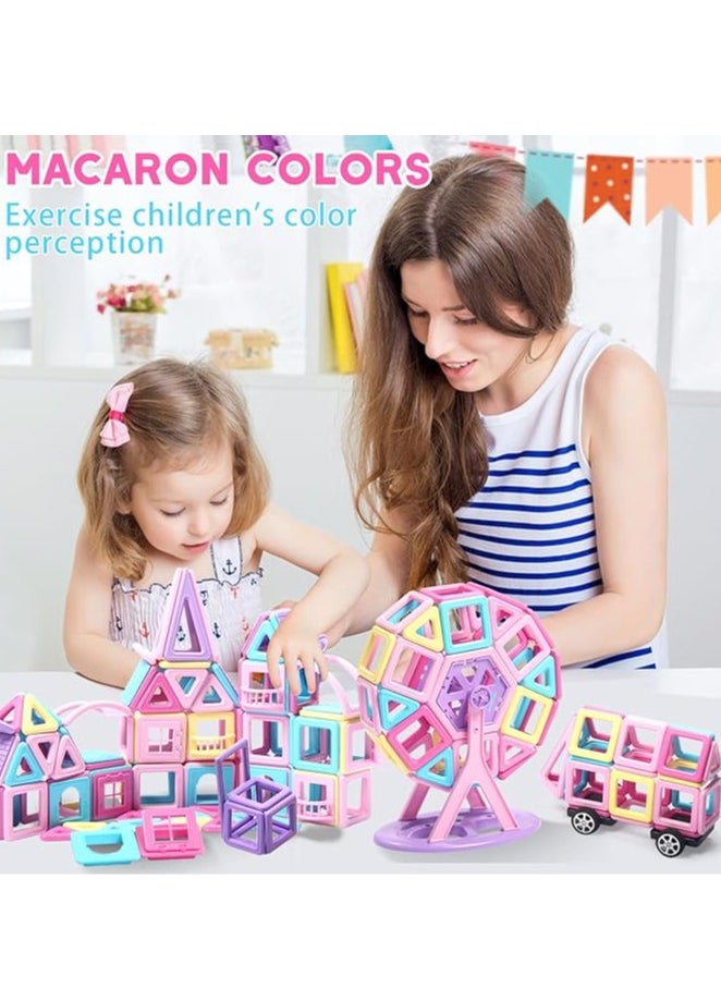 YelaJoy 117PCS Magnetic Tiles Toys, Castle Magnetic Building Blocks Toys for 3 Year Old Girl Gifts, Montessori Toddler Gifts for 3 4 5 6 7 Year, Construction Magnet Toys for Kids Ages 4-8  - Image 3