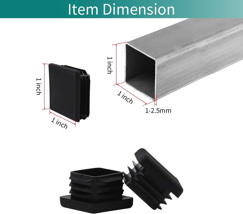 MENTODO 1" 1X1 Square Tubing Plastic Plug End Cap 10 Pack, 1"X1" 1 Inch Black Square Tube End Cap Fence Post Pipe Cover Tubing Insert Chair Glide Finishing Plug - Image 2