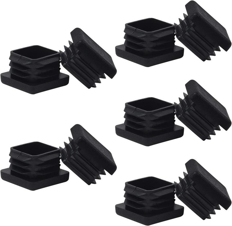 MENTODO 1" 1X1 Square Tubing Plastic Plug End Cap 10 Pack, 1"X1" 1 Inch Black Square Tube End Cap Fence Post Pipe Cover Tubing Insert Chair Glide Finishing Plug - Image 1