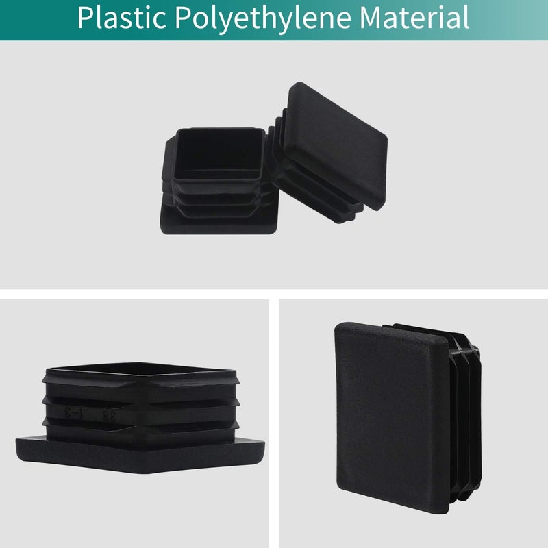 MENTODO 1" 1X1 Square Tubing Plastic Plug End Cap 10 Pack, 1"X1" 1 Inch Black Square Tube End Cap Fence Post Pipe Cover Tubing Insert Chair Glide Finishing Plug - Image 4