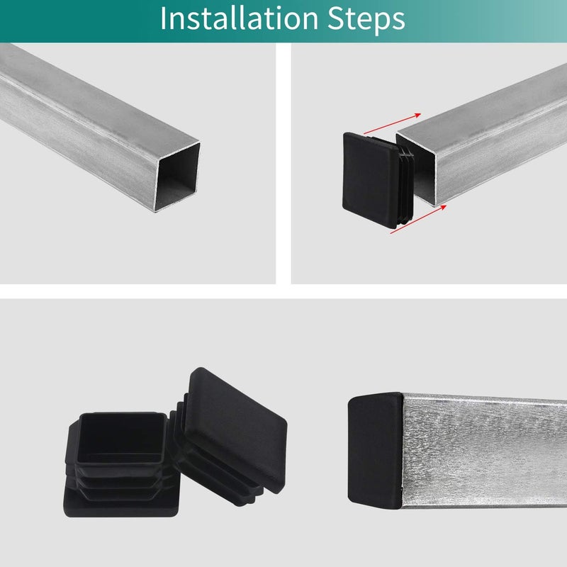 MENTODO 1" 1X1 Square Tubing Plastic Plug End Cap 10 Pack, 1"X1" 1 Inch Black Square Tube End Cap Fence Post Pipe Cover Tubing Insert Chair Glide Finishing Plug - Image 3