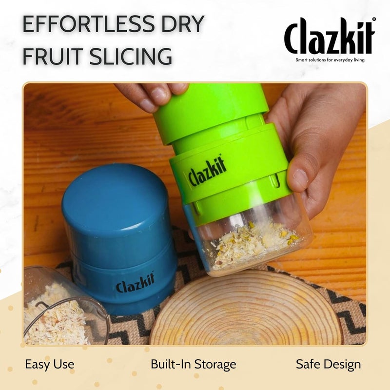 Clazkit Precision Cashews & Almond Cutter/Slicer : Effortless Slicing with Built-in Storage Convenience -Multicolor - Image 2