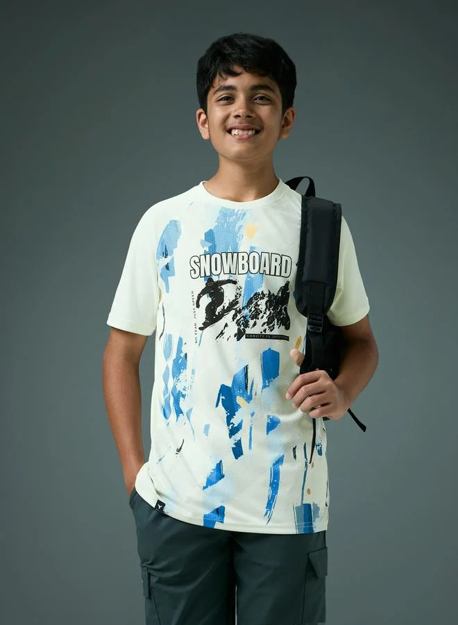 Technosport Boys Slim Fit Printed Sports T-Shirt