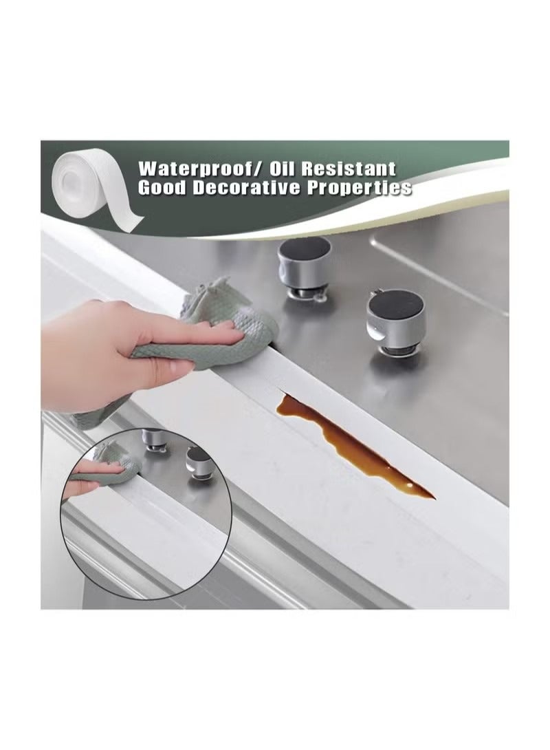 Caulk Tape White Bathroom Corner Caulking Tape Waterproof Self Adhesive Sealing Tape Used for Kitchen Sink Bathroom Bathtub Tub Floor Wall Edge Protector Strip - Image 5