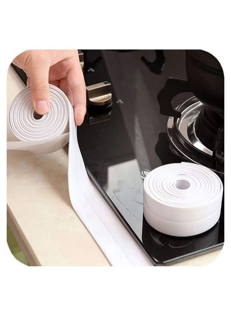 Caulk Tape White Bathroom Corner Caulking Tape Waterproof Self Adhesive Sealing Tape Used for Kitchen Sink Bathroom Bathtub Tub Floor Wall Edge Protector Strip - Image 3