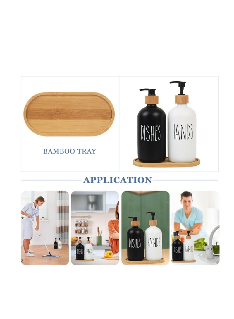 OASIS-TH 2 Pcs 500ML Pump Bottle Dispenser, Glass Soap Dispenser, Kitchen Bathroom Lotions Hand and Dish Soap Handwash Shampoo Bottles with Pump, Refillable Shampoo and Conditioner Dispenser Bottles - Image 5