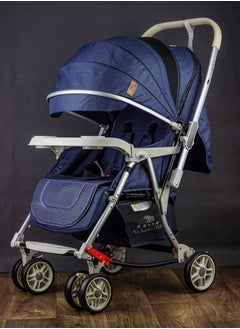 LUCID GLORY - 3 in 1 Baby Stroller, Rocking and Stationary, Luxurious, with High Density Lining, from Lucid Brand, Blue  - Image 1