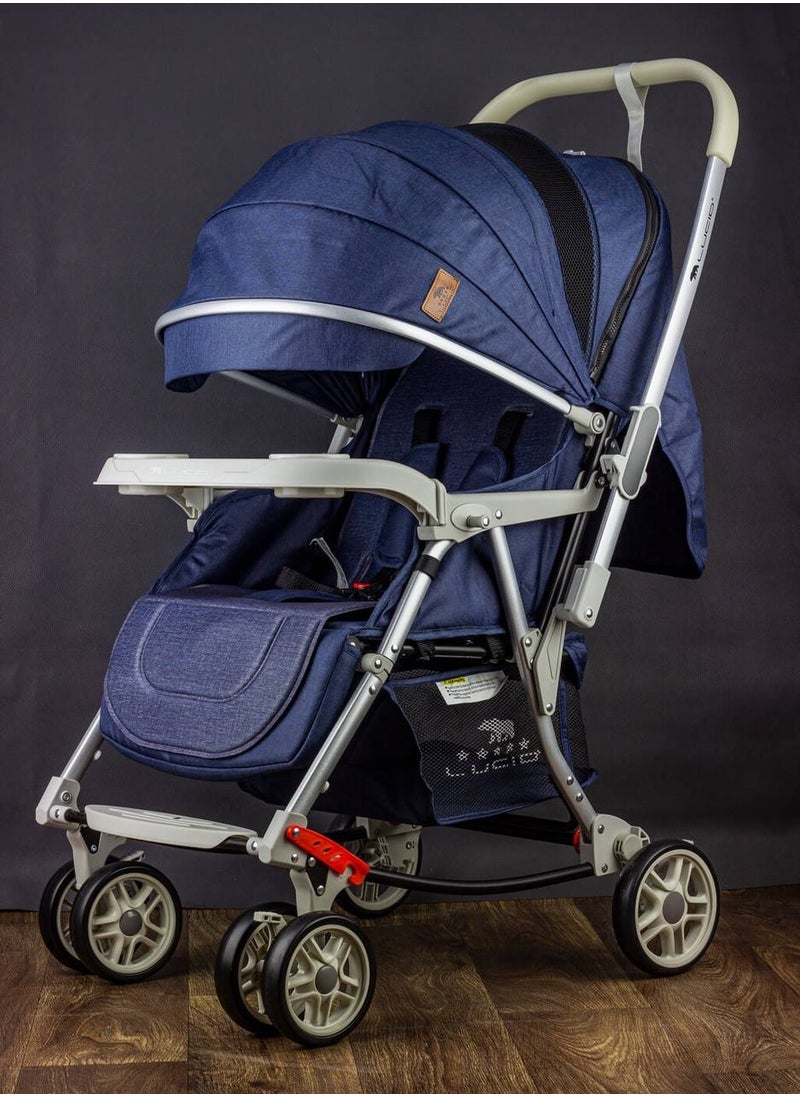 LUCID - GLORY - 3 in 1 Baby Stroller, Rocking and Stationary, Luxurious, with High Density Lining, from Lucid Brand, Blue - Image 1