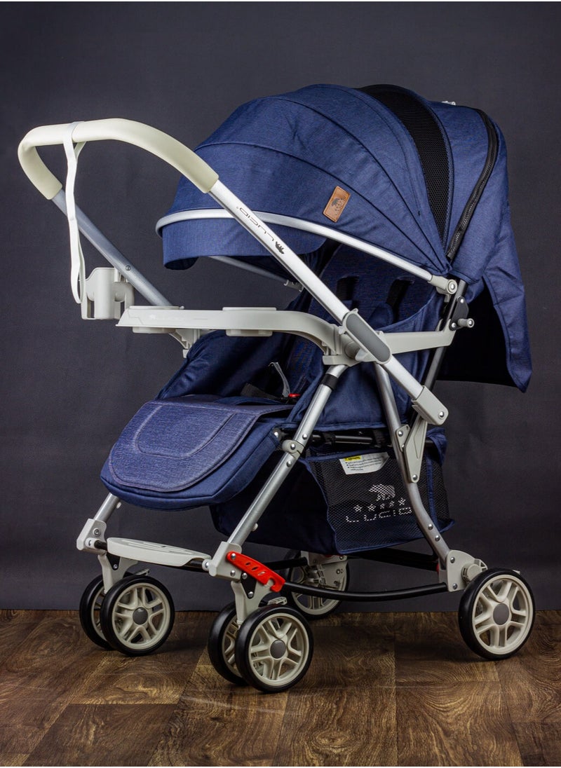 LUCID - GLORY - 3 in 1 Baby Stroller, Rocking and Stationary, Luxurious, with High Density Lining, from Lucid Brand, Blue - Image 1