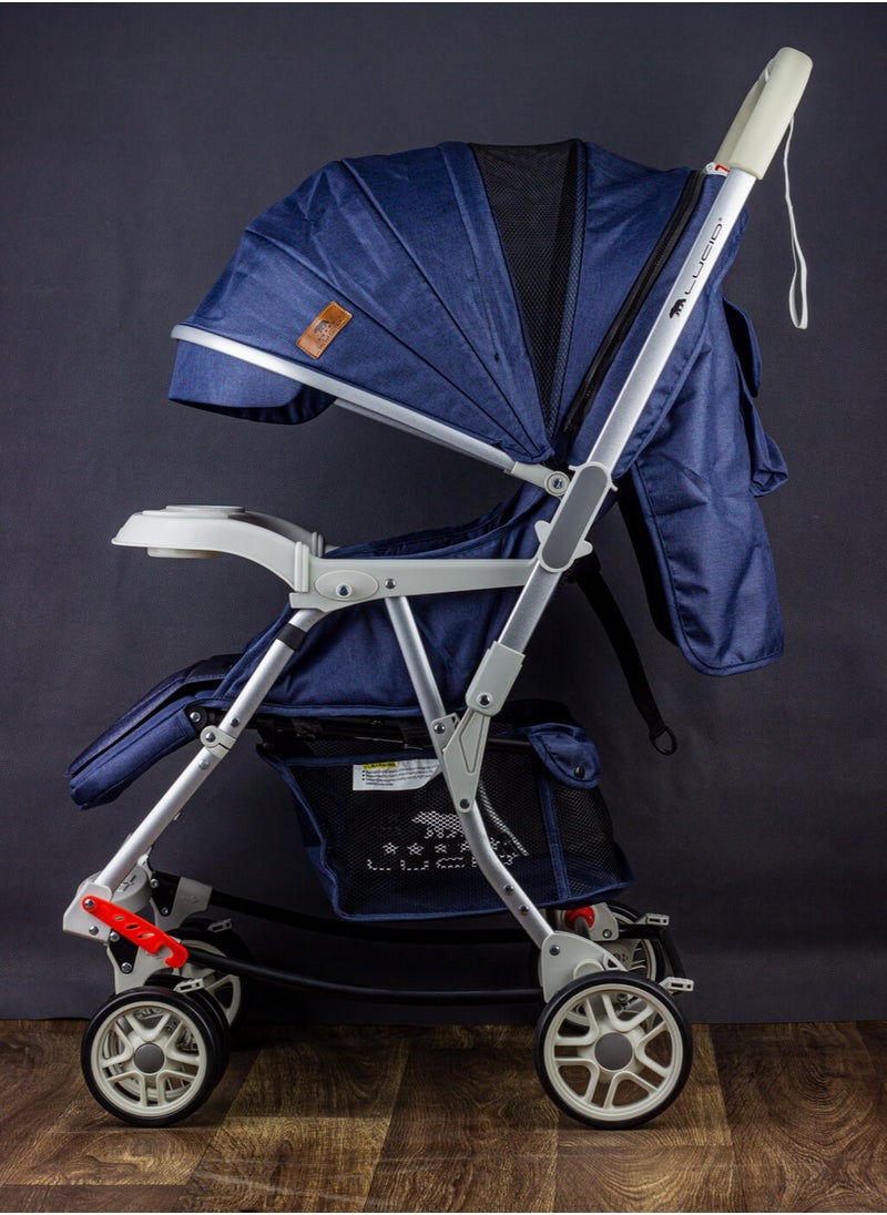 LUCID - GLORY - 3 in 1 Baby Stroller, Rocking and Stationary, Luxurious, with High Density Lining, from Lucid Brand, Blue - Image 1