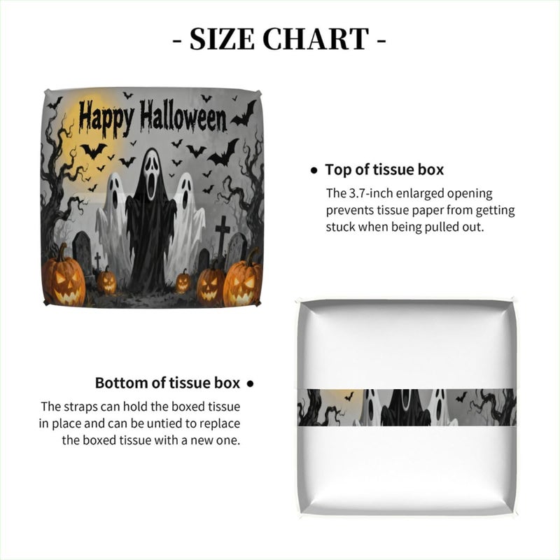 Halloween Ghost Scene PU Leather Square Tissue Box Cover - Colorful Decorative Holder for Car, Bathroom, Bedroom & Desk - Image 5