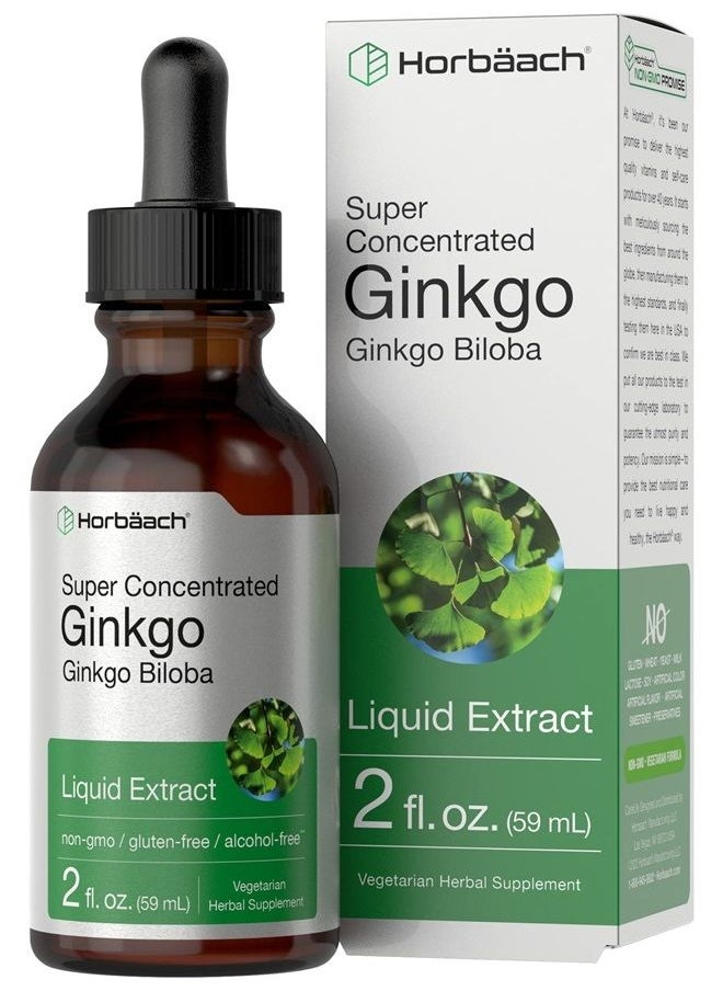 Horbäach - Ginkgo Biloba Leaf Liquid Extract 2 oz | Alcohol-Free | Vegetarian, Non-GMO, Gluten Free | by Horbaach - Image 1