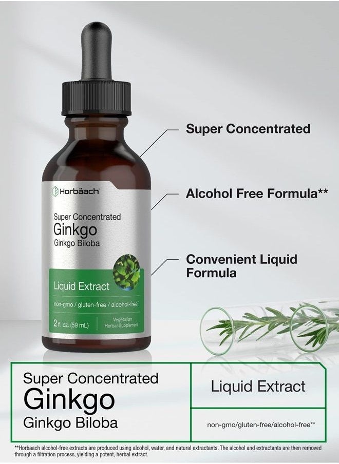 Horbäach - Ginkgo Biloba Leaf Liquid Extract 2 oz | Alcohol-Free | Vegetarian, Non-GMO, Gluten Free | by Horbaach - Image 1